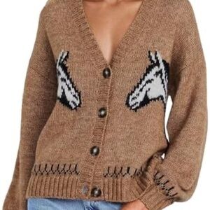 Old Navy Tan Knit horse sweater Cardigan